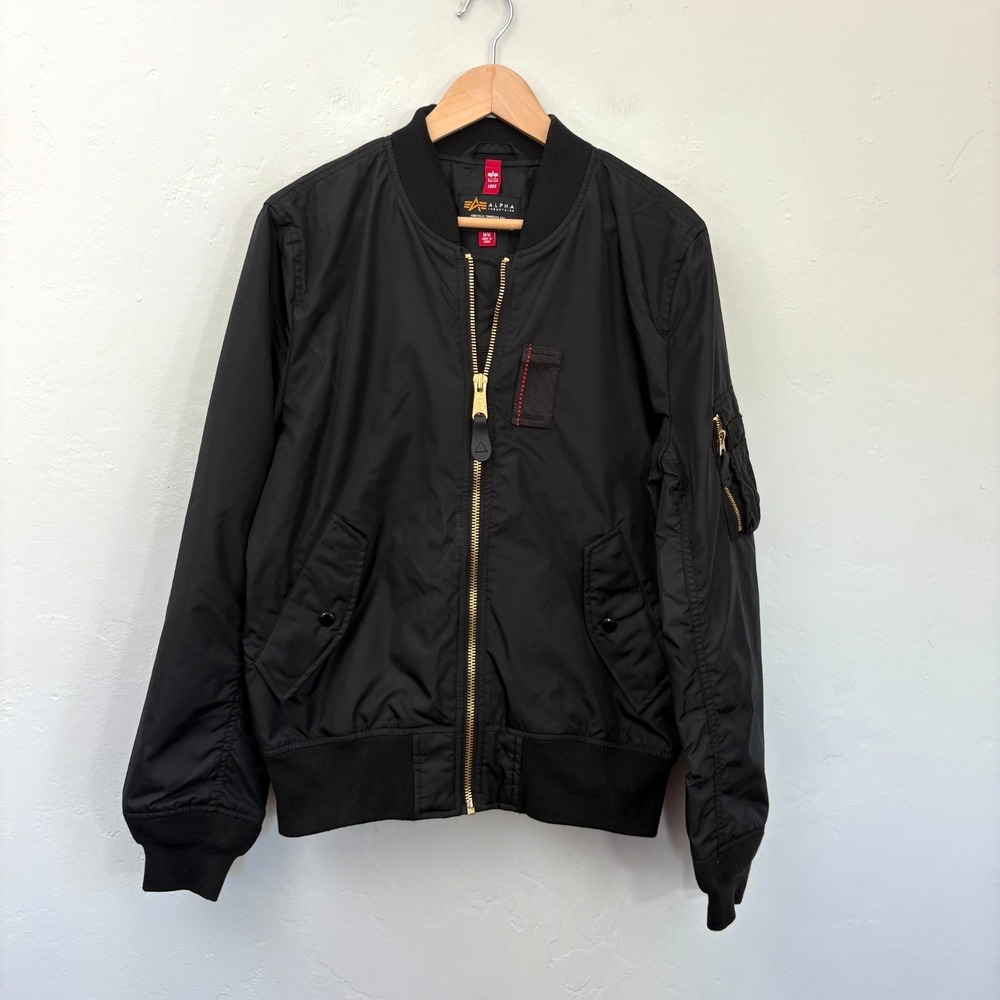 Alpha Industries Ma-1 Skymaster Flight Jacket Men Size Medium Black Full Zip